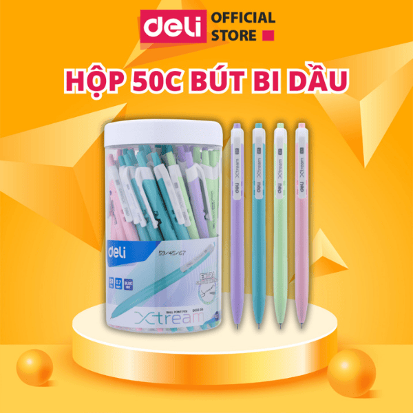 Hộp 50 cây bút bi dầu Deli 0.7mm EQ03336