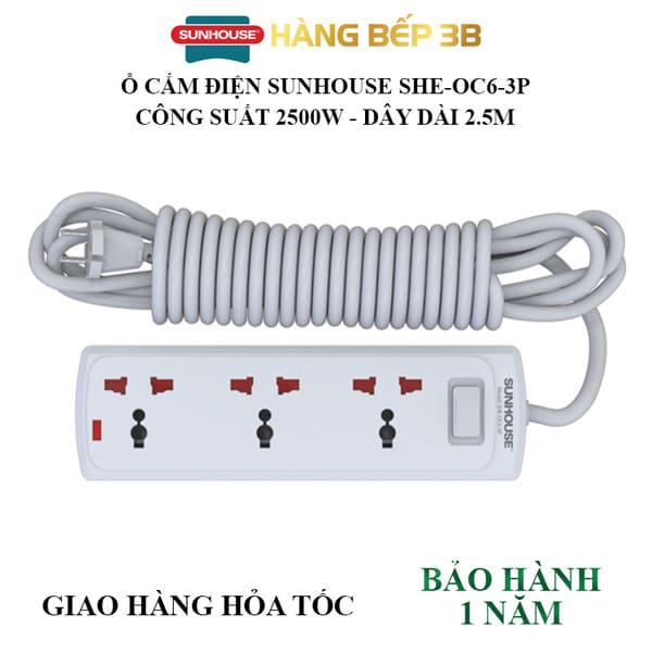 Ổ cắm điện Sunhouse SHE OC6-3P
