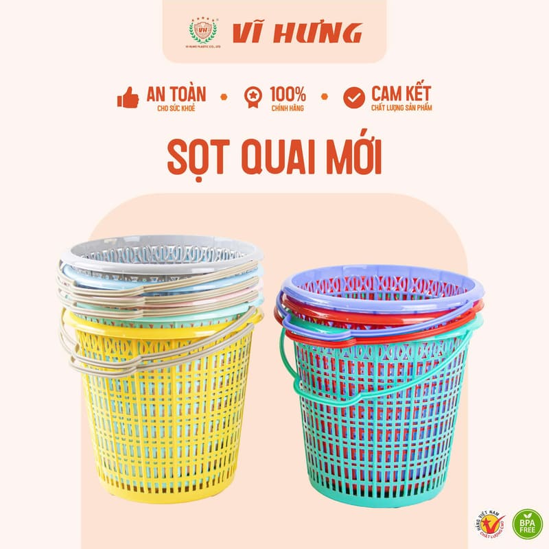 Sọt nhựa đựng đồ có quai xách kiểu mới VH