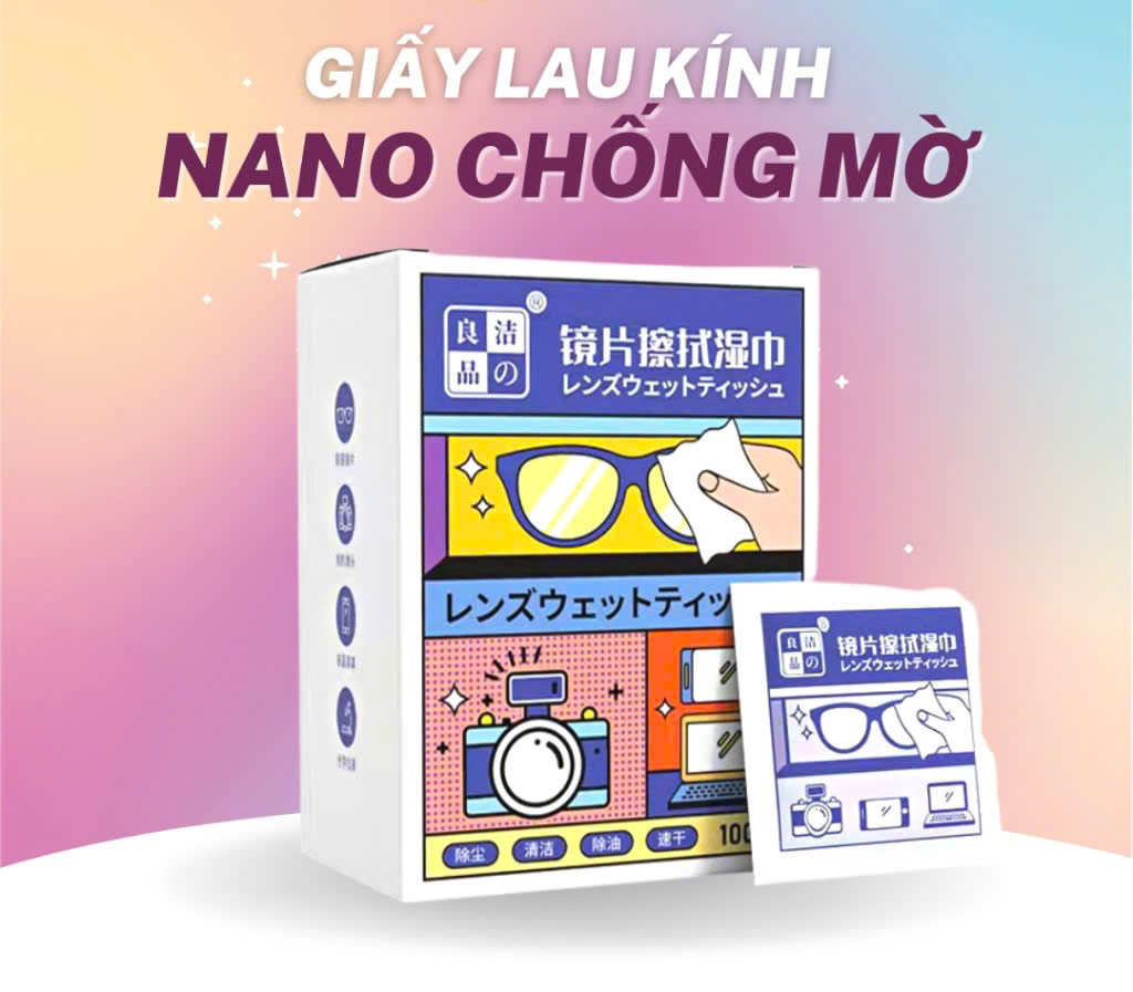 Hộp 100 miếng lau kính nano chống mờ tiết kiệm