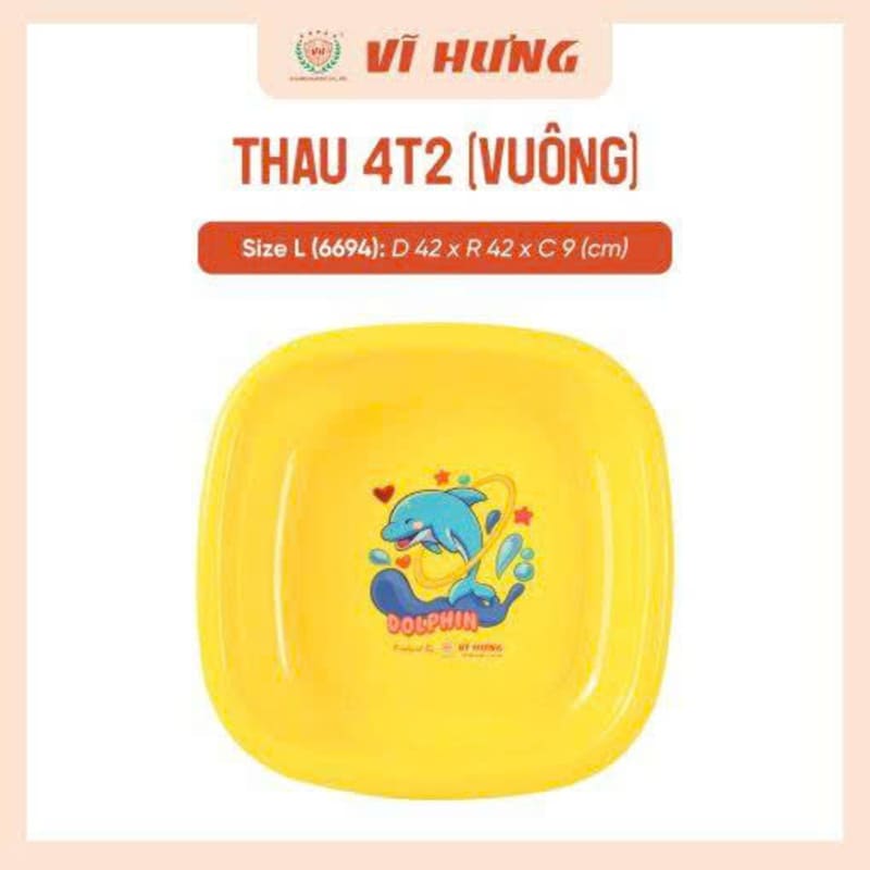 Thau nhựa Vuông Vĩ Hưng có bông 4T2 6694B