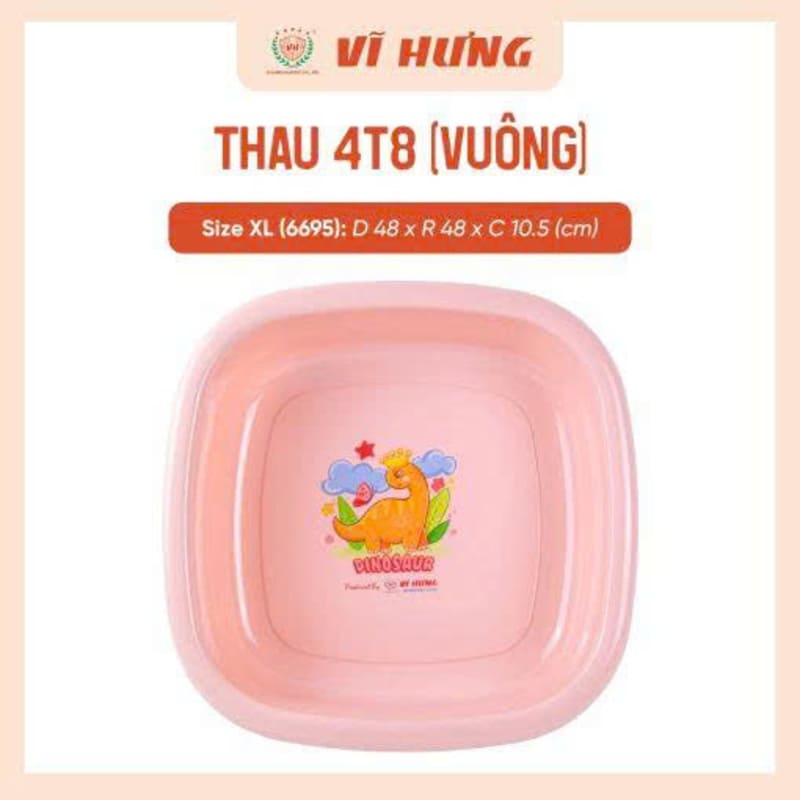 Thau nhựa Vuông Vĩ Hưng có bông 4T8 6695B