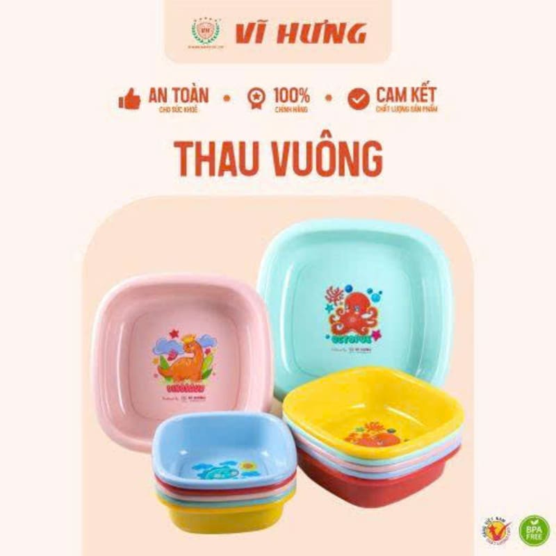 Thau nhựa Vuông Vĩ Hưng có bông 3T0 6693B