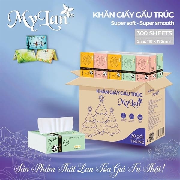 Thùng 30 gói khăn giấy gấu trúc MyLan
