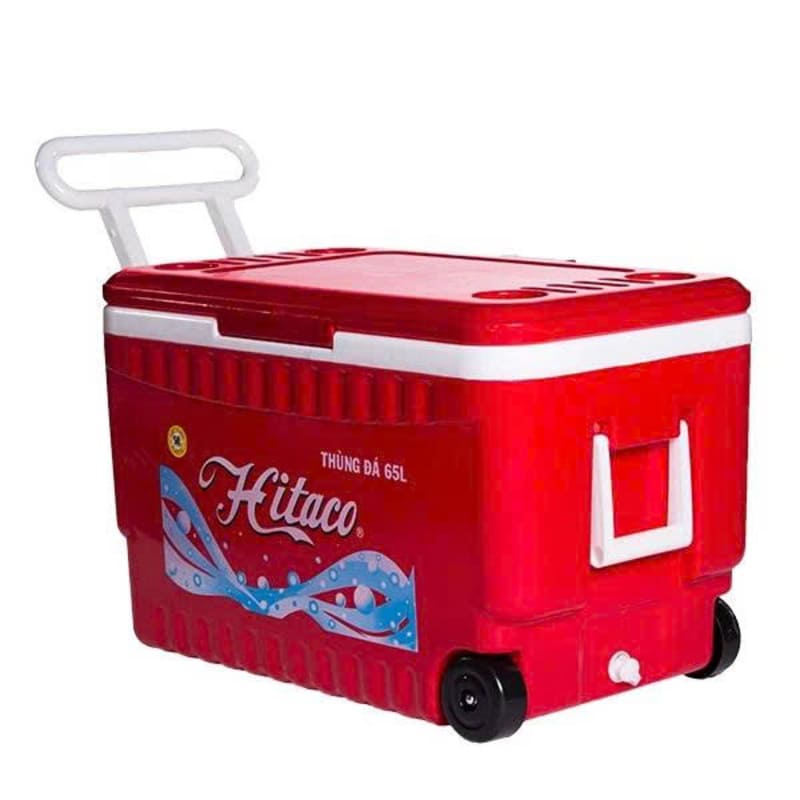 Thùng đá vuông nhựa Hiệp Thành có tay kéo và bánh xe Hitaco 65 Lít