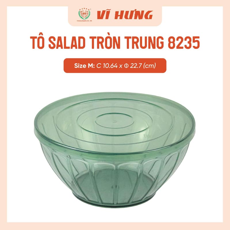 Tô trộn salad tròn nhựa Vĩ Hưng size trung 2700ml 8235