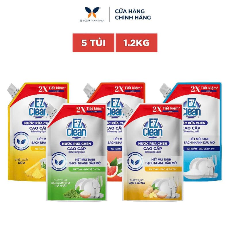 Nước rửa chén EZ CLEAN gốc thực vật túi 1.2kg