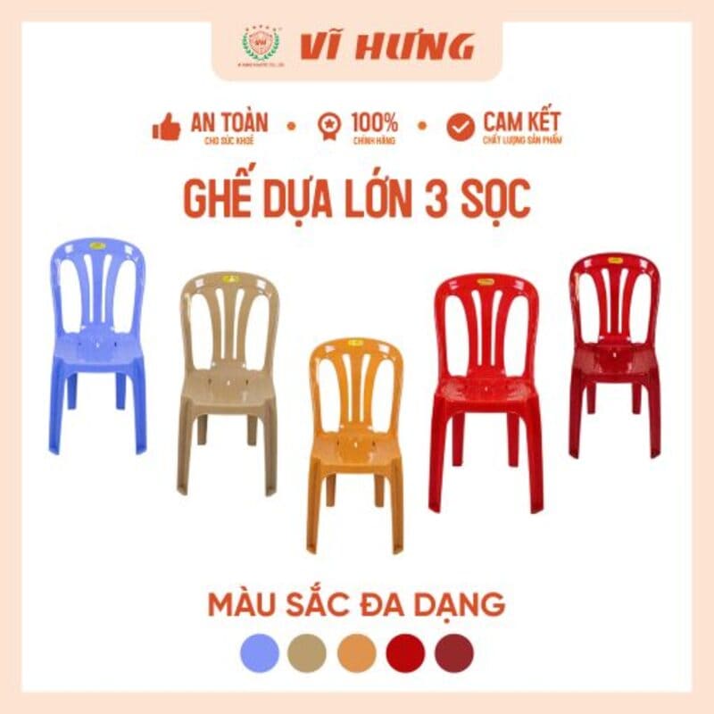 Ghế dựa lớn 3 sọc nhựa Vĩ Hưng 6171