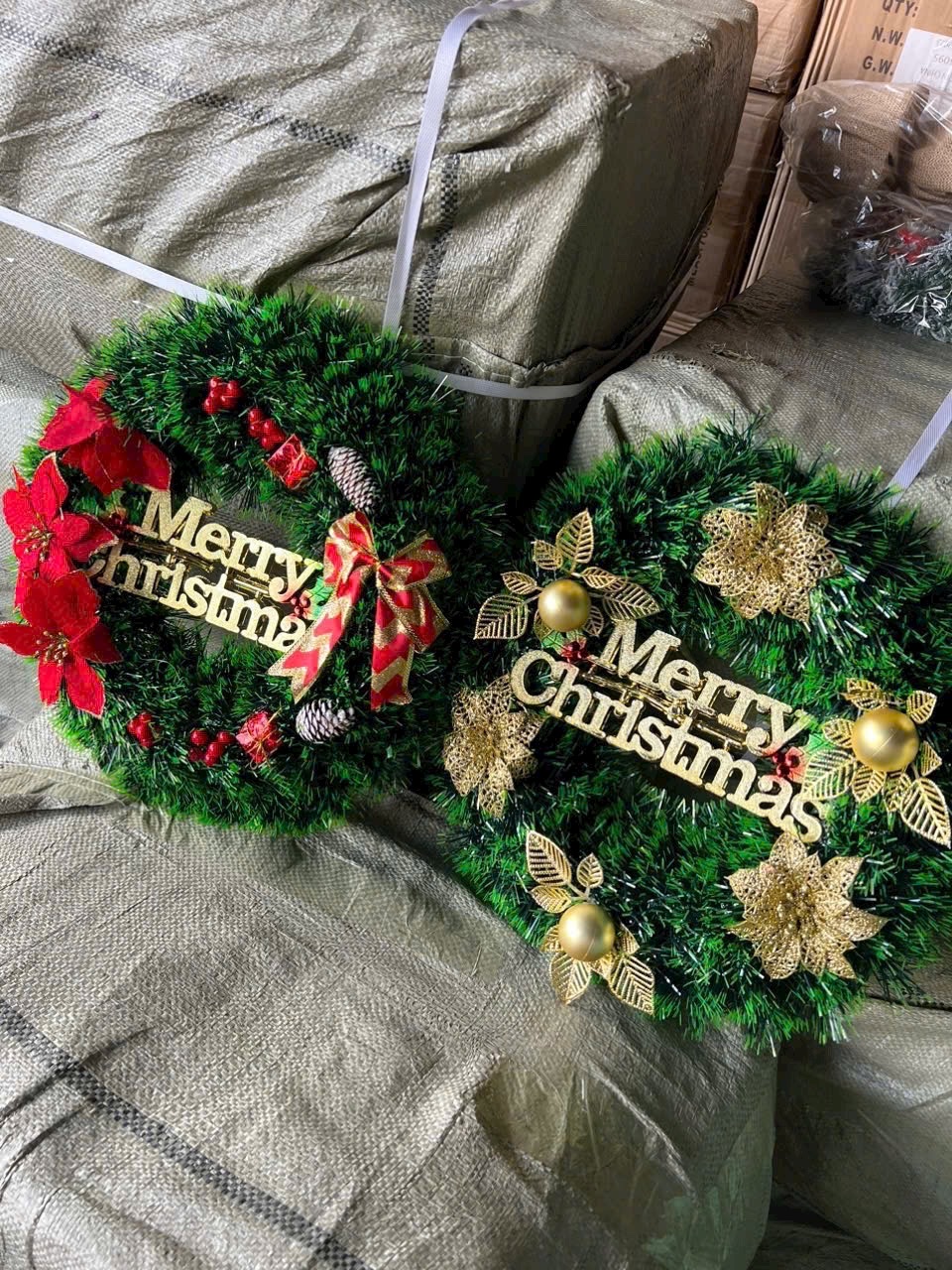 Vòng nguyệt quế Noel loại đẹp size 38cm