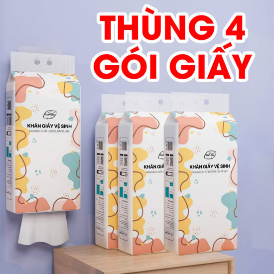 Thùng 4 gói giấy rút đa sắc Topgia siêu hot