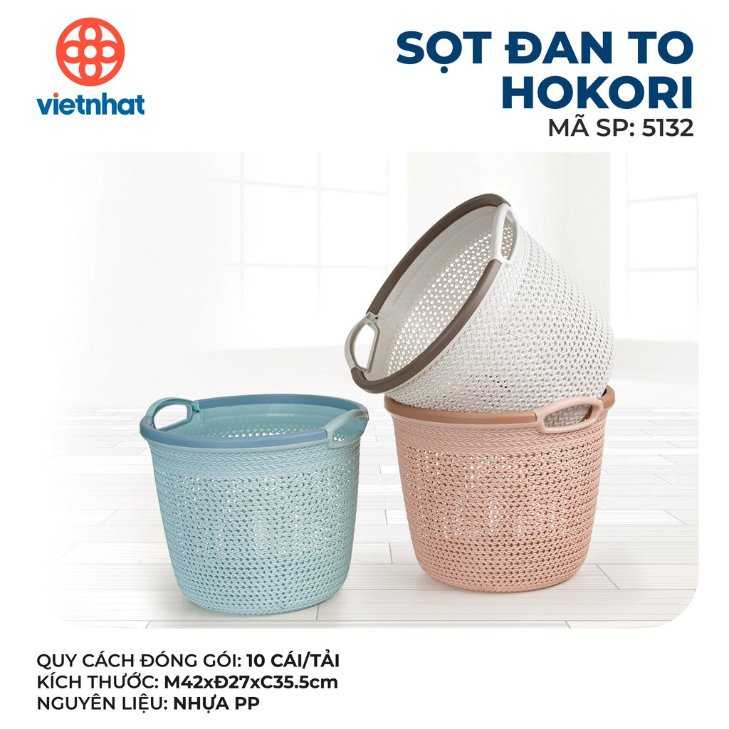 Sọt nhựa đan có quai xách Hokori 5132 LOẠI TRUNG