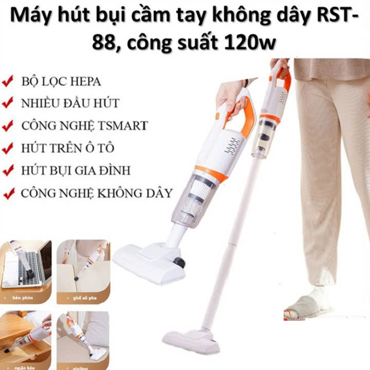 Máy hút bụi cầm tay WIRELESS VACUUM không dây kèm 3 đầu hút tiện lợi