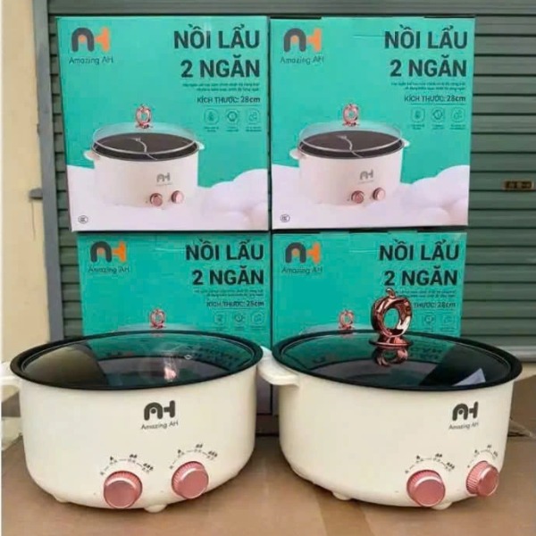Nồi lẩu điện 2 ngăn tích hợp núm điều chỉnh nhiệt riêng biệt