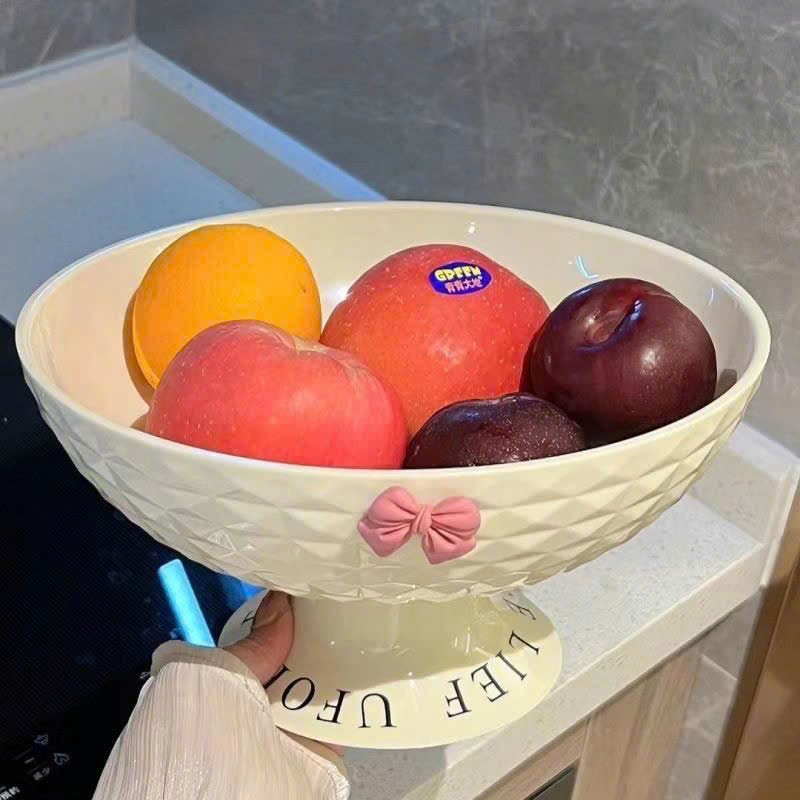 Khay mứt trắng đựng trái cây kèm nơ sang trọng