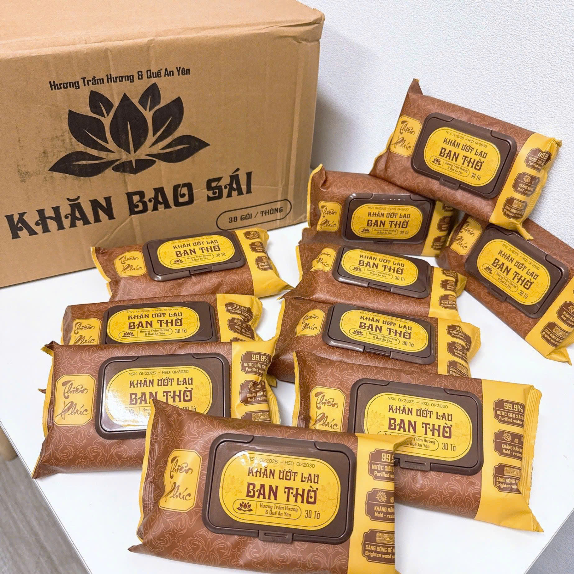 Gói 30 tờ khăn ướt BAO SÁI lau bàn thờ Thiên Phúc tiện lợi