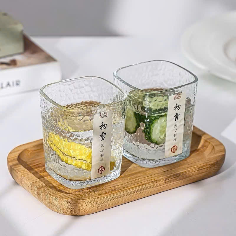 Set 10 ly thủy tinh dáng vuông sần Fino 230ml