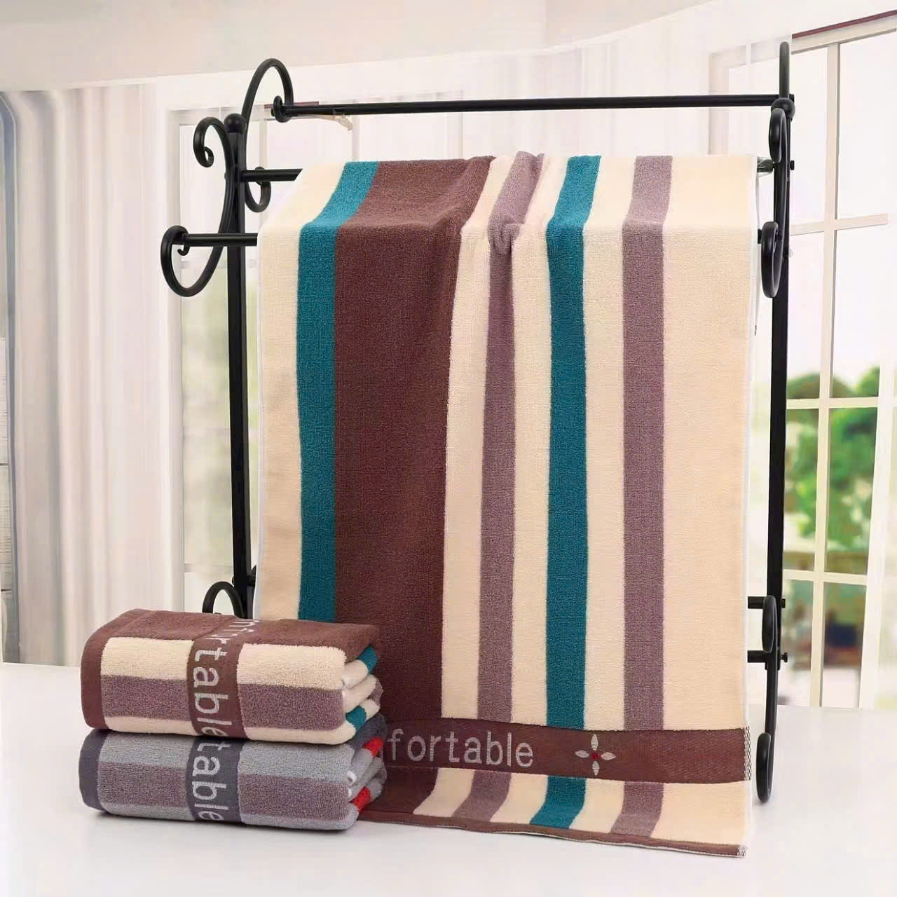 Khăn tắm sợi cotton hoạ tiết sang đẹp siêu thấm 50x100cm