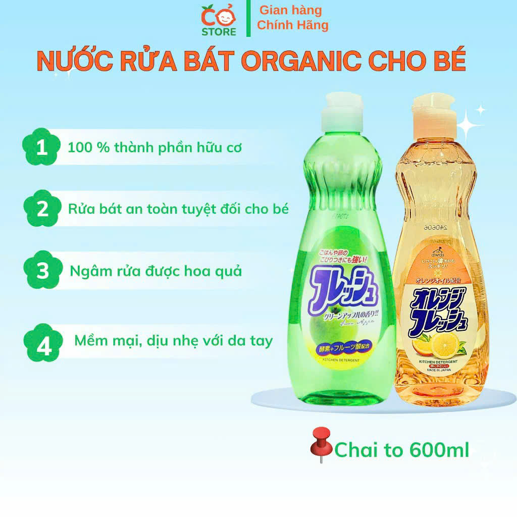 Nước rửa chén lành tính Rocket Nhật Bản 600ml