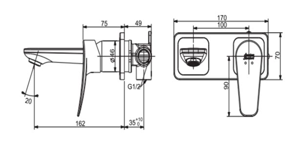 Vòi gắn tường American Standard WF-0904 nóng lạnh