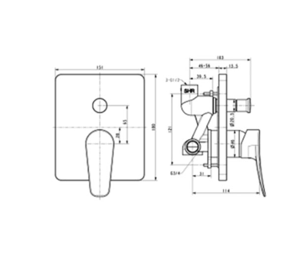 Vòi sen tắm American WF-0921 nóng lạnh