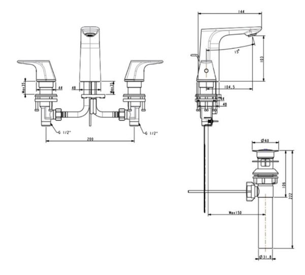 Vòi lavabo chậu rửa mặt American Standard WF-1703 nóng lạnh