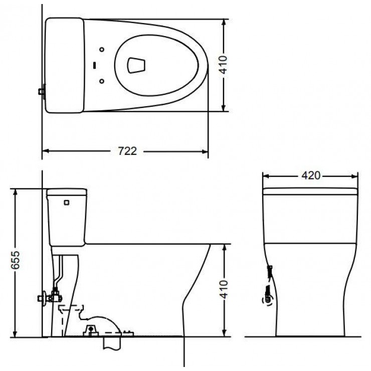 Bản vẽ thiết kế Bồn cầu 2 khối Toto MS188VKT2#XW sứ chống bám bẩn