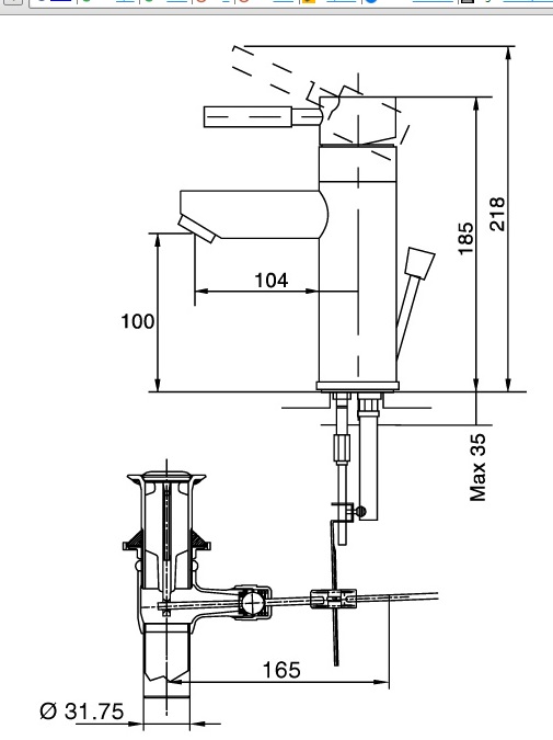 Bản vẽ kỹ thuật Vòi lavabo chậu rửa mặt INAX LFV-8000S nóng lạnh gật gù (LFV8000S)