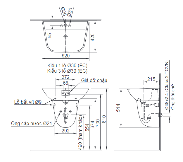Chân lavabo chậu rửa mặt INAX L-297VC (L297VC)