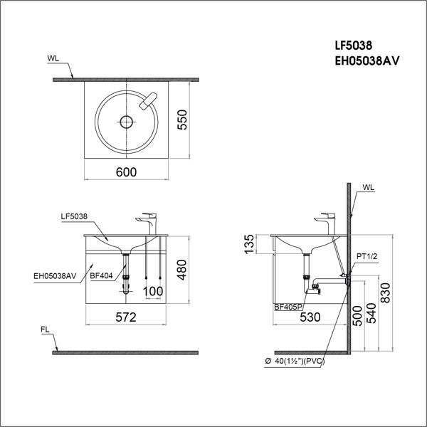 Bộ Lavabo tủ Caesar LF5038