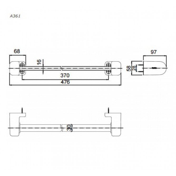 Bản vẽ kỹ thuật Thanh Vắt Khăn TOTO A361