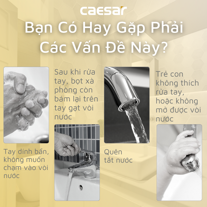 Vòi lavabo chậu rửa mặt Caesar A910 nước lạnh cảm ứng