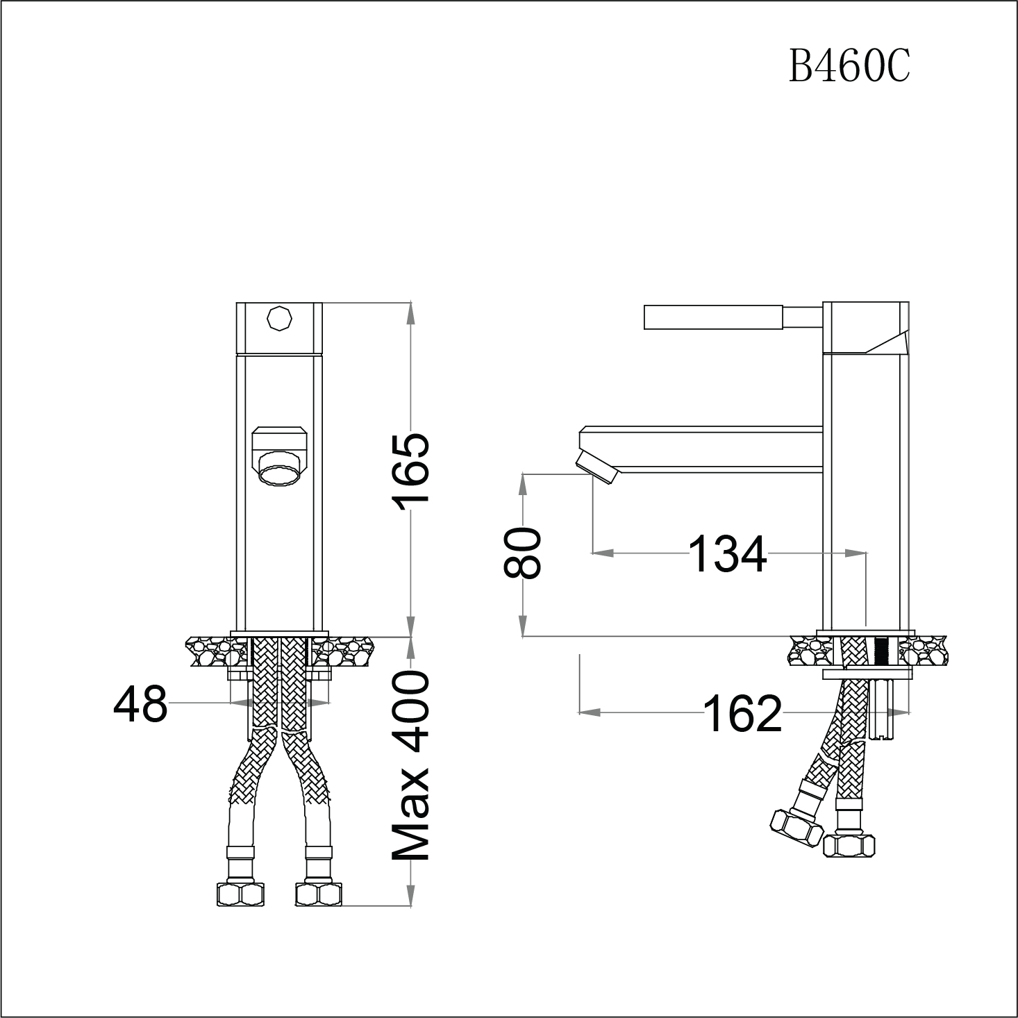Vòi lavabo chậu rửa mặt Caesar B460CU nóng lạnh kèm nút xả nhấn