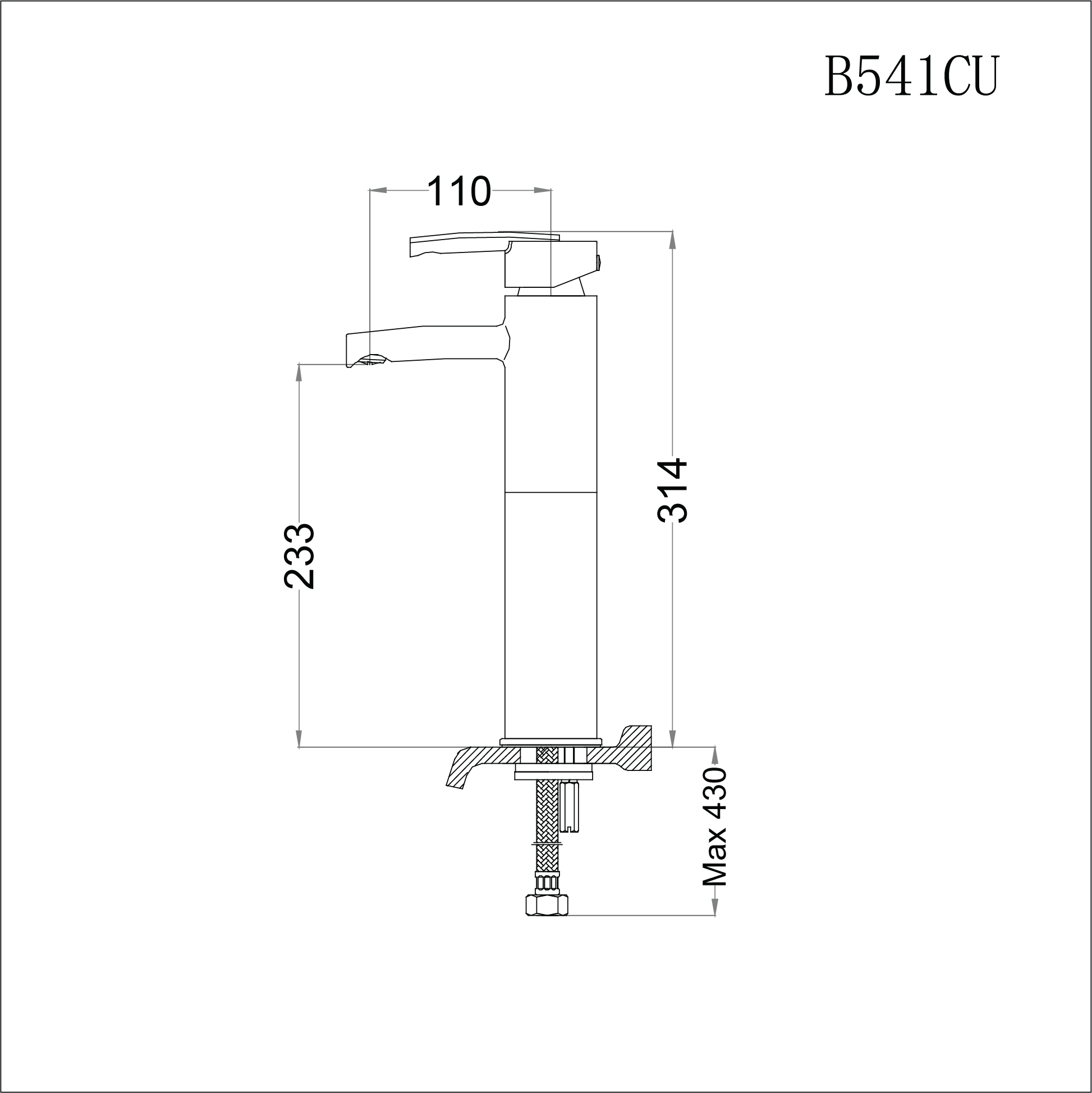 Vòi lavabo chậu rửa mặt Caesar B541CU nóng lạnh cổ cao kèm nút xả nhấn