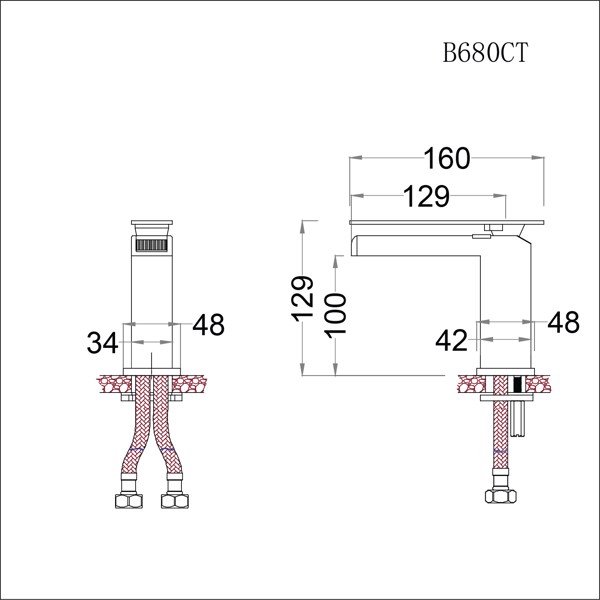 Vòi lavabo chậu rửa mặt Caesar B680CT nóng lạnh có đèn