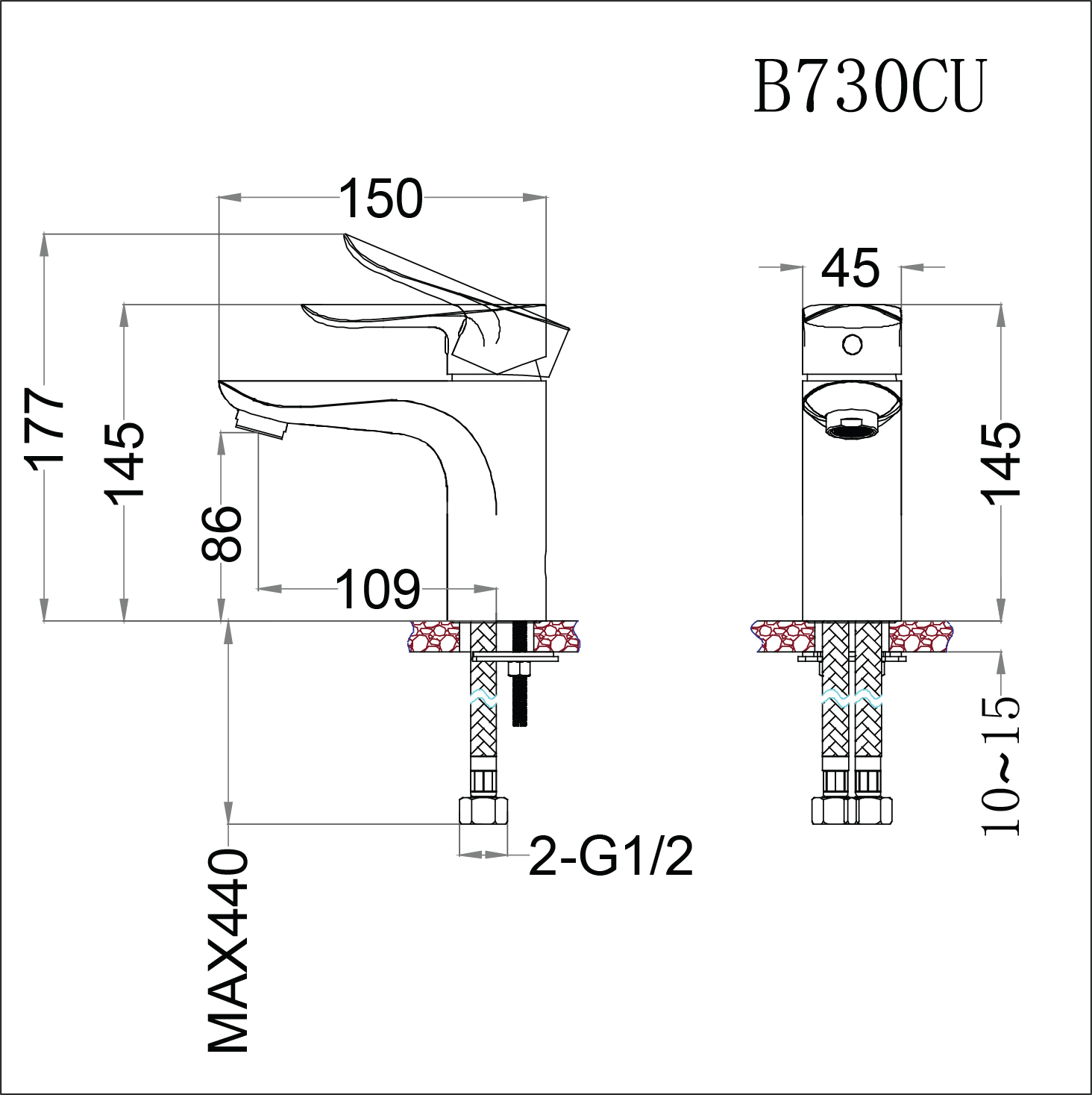 Vòi lavabo chậu rửa mặt Caesar B730CU nóng lạnh
