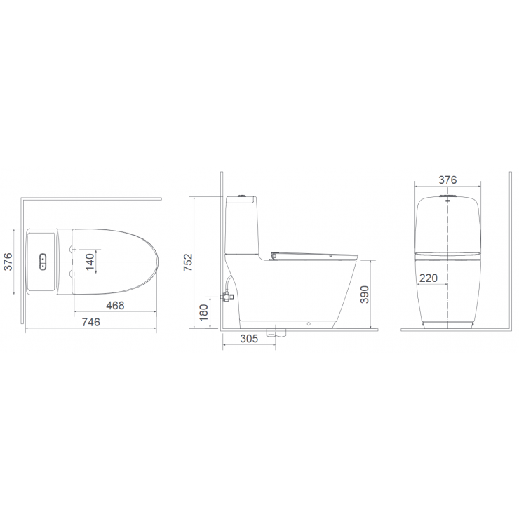 Bồn cầu 2 khối INAX AC-832 nắp rửa điện tử CW-H17VN