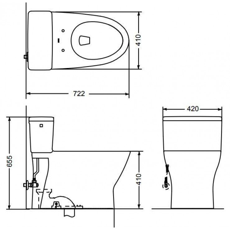 Bản vẽ kỹ thuật Bồn cầu 1 khối TOTO MS188VKE4#XW/T53P100VR nắp rửa TCW1211A