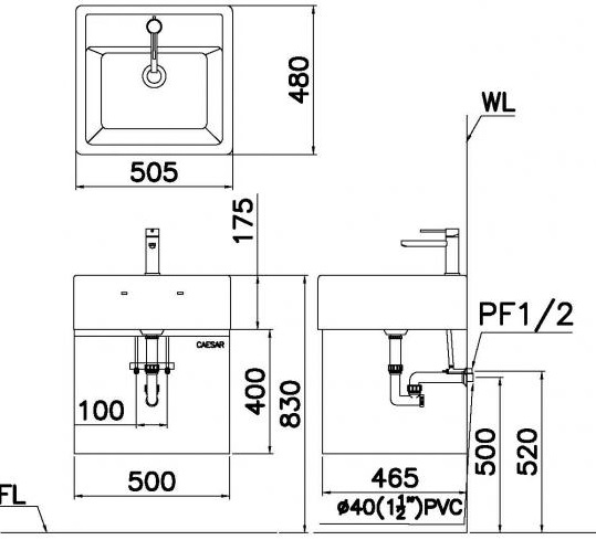 Lavabo chậu rửa mặt Caesar LF5236 đặt bàn