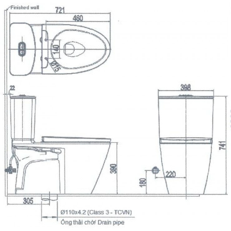 Bồn cầu 2 khối INAX ACT-602 xả cảm ứng nắp rửa CW-S32VN