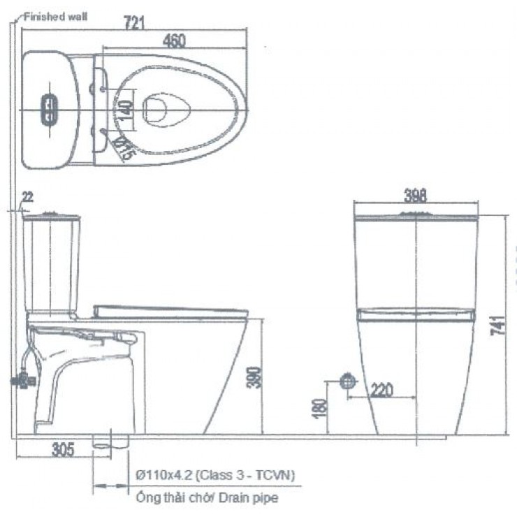 Bồn cầu 2 khối INAX ACT-602 xả cảm ứng nắp rửa CW-S32VN