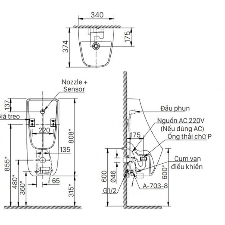 Bồn tiểu nam Inax AU-468IR treo tường cảm ứng AquaCeramic (AU468IR)