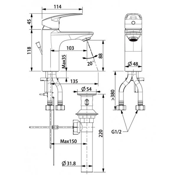 Vòi lavabo chậu rửa mặt American Standard WF-0901 nóng lạnh