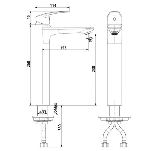 Vòi lavabo chậu rửa mặt American Standard WF-0902 nóng lạnh cổ cao