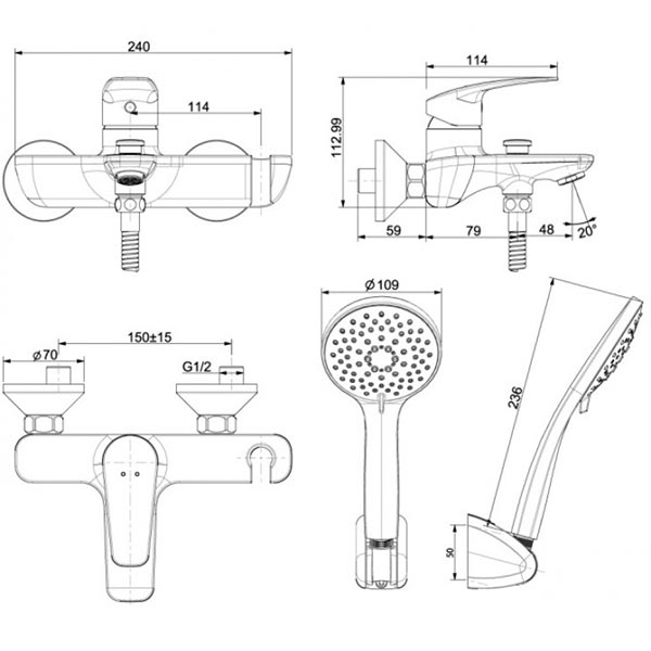 Vòi sen tắm American WF-0911 nóng lạnh