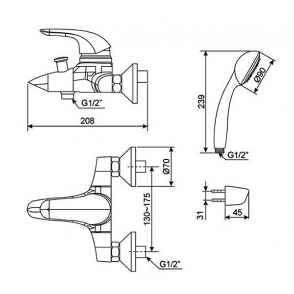 Vòi sen tắm American WF-1511 nóng lạnh