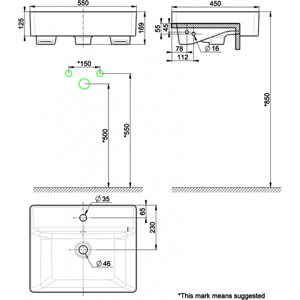 Lavabo chậu rửa mặt American Standard WP-F419 bán âm