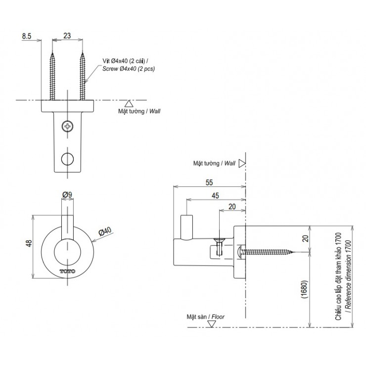 Móc áo TOTO YRH406V