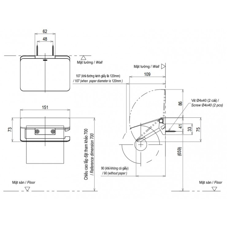 Bản vẽ ký thuật Móc Treo Giấy Vệ Sinh TOTO YH902V