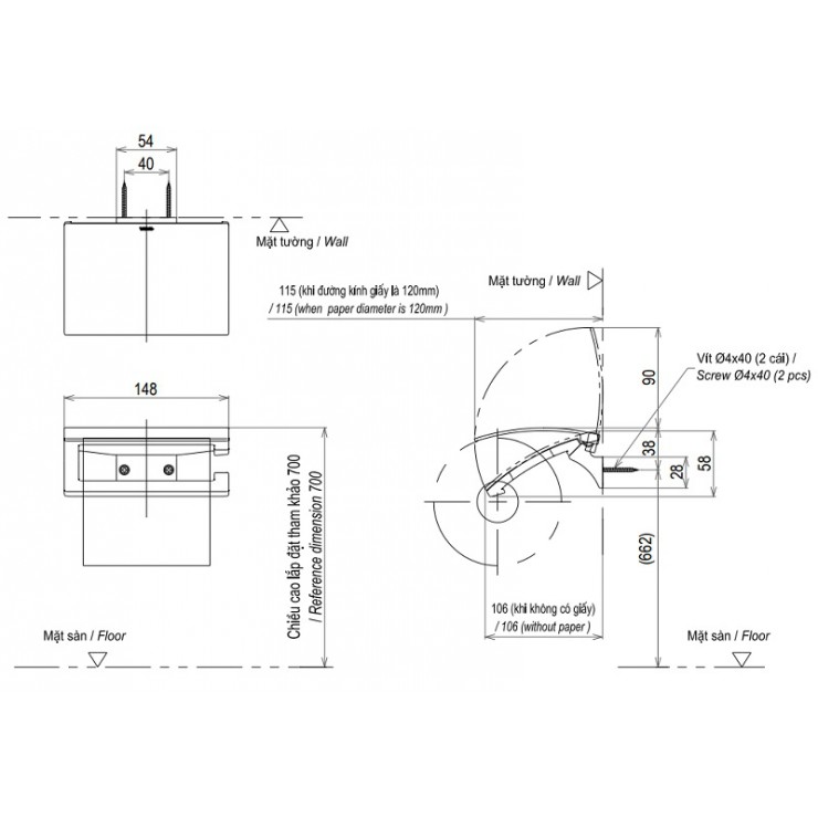 Bản vẽ kỹ thuật Móc Treo Giấy Vệ Sinh TOTO YH903V