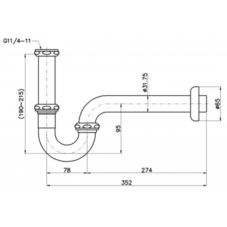Bản vẽ kỹ thuật Ống thải chữ P TOTO TVLF404